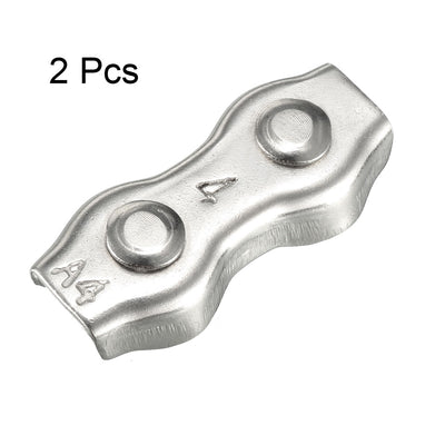 Harfington M4 316 Stainless Steel Duplex 2-Post Wire Rope Clip Cable Clamp 2 Pcs Suit for 4mm Rope