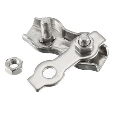 Harfington M4 316 Stainless Steel Duplex 2-Post Wire Rope Clip Cable Clamp 2 Pcs Suit for 4mm Rope