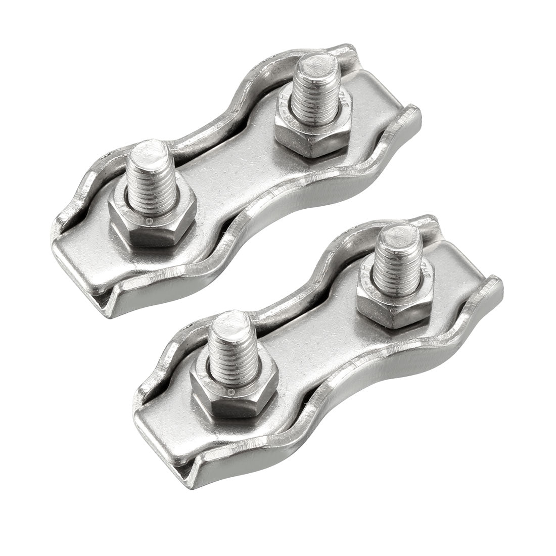 Harfington M4 316 Stainless Steel Duplex 2-Post Wire Rope Clip Cable Clamp 2 Pcs Suit for 4mm Rope