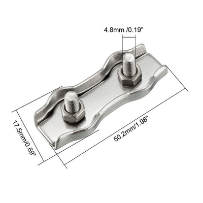Harfington 1 Pcs 316 Stainless Steel Duplex Wire Rope Clip Cable Clamp Suit For 4mm Rope