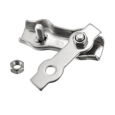 Harfington 1 Pcs 316 Stainless Steel Duplex Wire Rope Clip Cable Clamp Suit For 4mm Rope