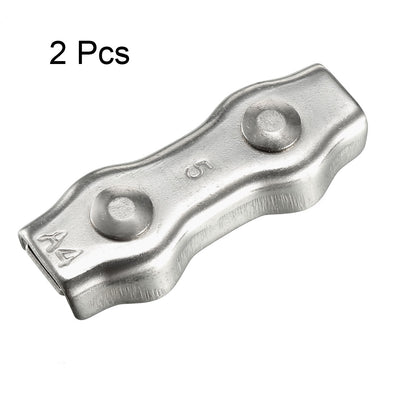 Harfington 2 Pcs 316 Stainless Steel Duplex Wire Rope Clip Cable Clamp Suit For 4mm Rope