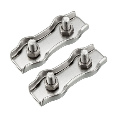 Harfington 2 Pcs 316 Stainless Steel Duplex Wire Rope Clip Cable Clamp Suit For 4mm Rope