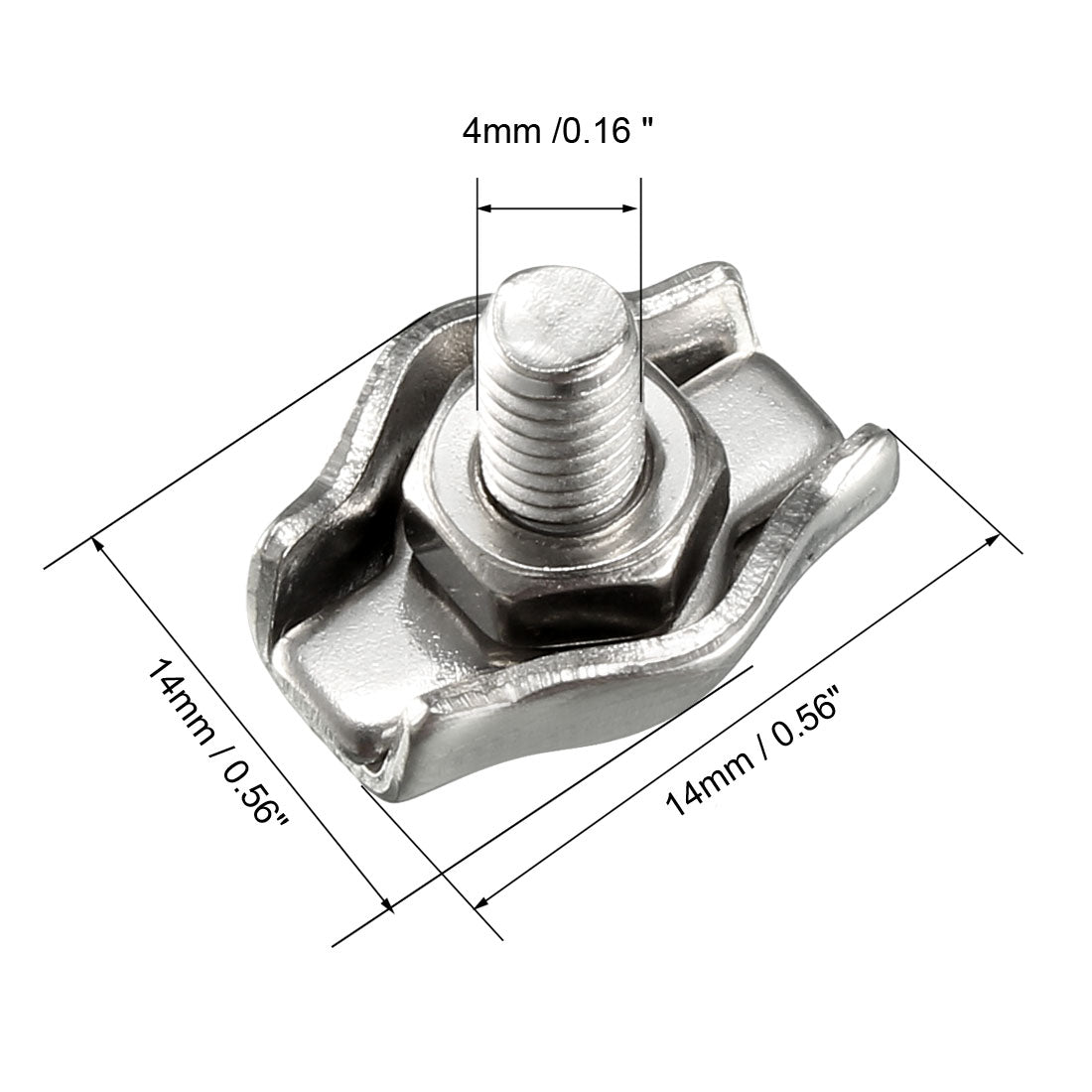Harfington 5 Pcs 304 Stainless Steel Single Wire Rope Clip Cable Clamp for 1mm-1.5mm Rope