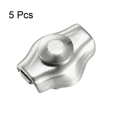 Harfington 5 Pcs 304 Stainless Steel Single Wire Rope Clip Cable Clamp for 1mm-1.5mm Rope