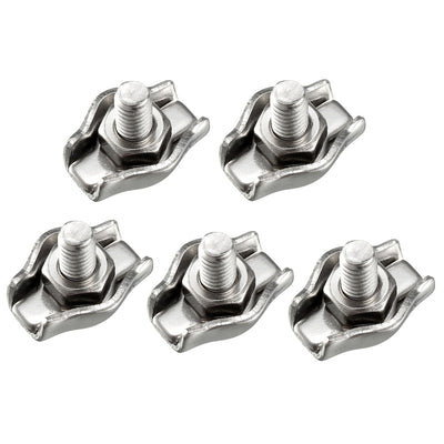 Harfington 5 Pcs 304 Stainless Steel Single Wire Rope Clip Cable Clamp for 1mm-1.5mm Rope
