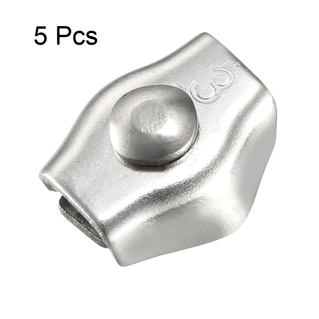 Harfington 5 Pcs 304 Stainless Steel Single Wire Rope Clip Cable Clamp for 1.5mm-2mm Rope