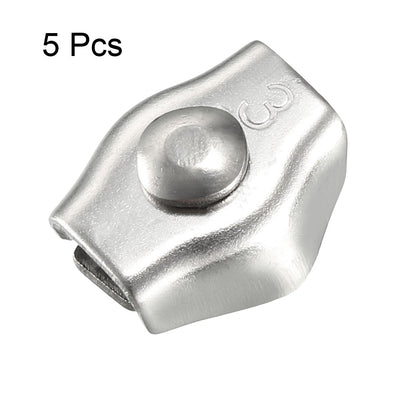 Harfington 5 Pcs 304 Stainless Steel Single Wire Rope Clip Cable Clamp for 1.5mm-2mm Rope