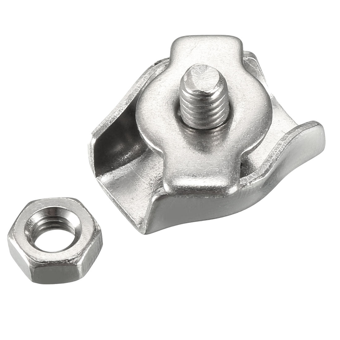 Harfington 5 Pcs 304 Stainless Steel Single Wire Rope Clip Cable Clamp for 1.5mm-2mm Rope