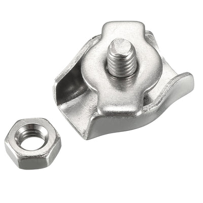 Harfington 5 Pcs 304 Stainless Steel Single Wire Rope Clip Cable Clamp for 1.5mm-2mm Rope