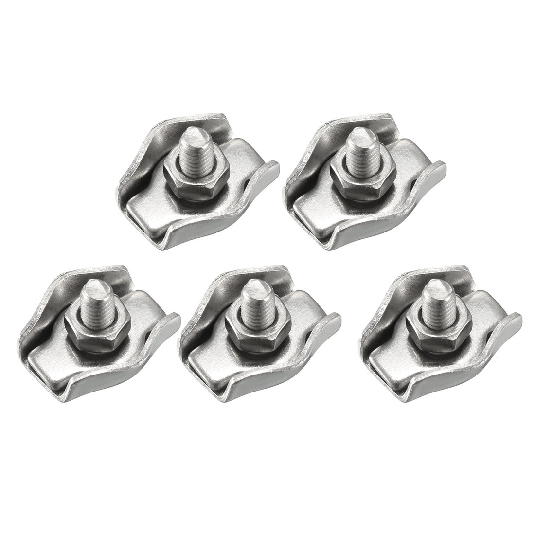 Harfington 5 Pcs 304 Stainless Steel Single Wire Rope Clip Cable Clamp for 1.5mm-2mm Rope