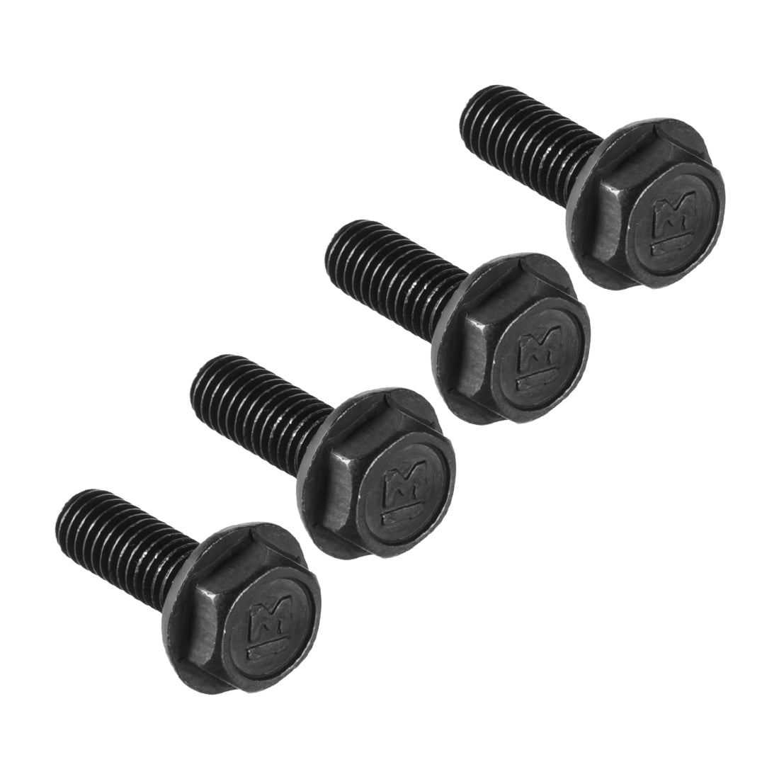Harfington M6x17mm Hex Flange Bolts Left Hand Thread 8.8 Grade Carbon Steel Black 4pcs