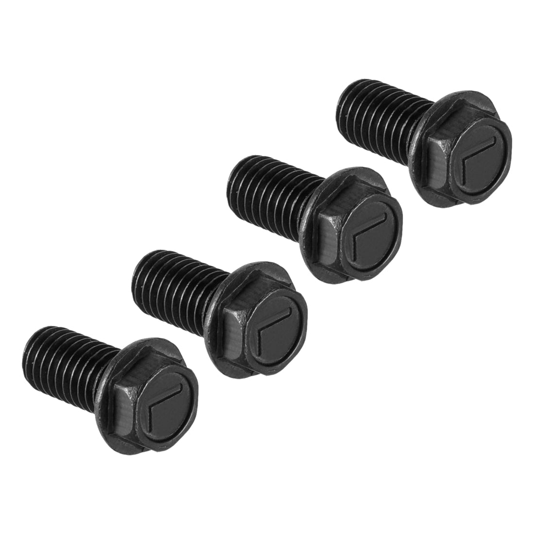 Harfington M7x16mm Hex Flange Bolts Left Hand Thread 8.8 Grade Carbon Steel Black 4pcs
