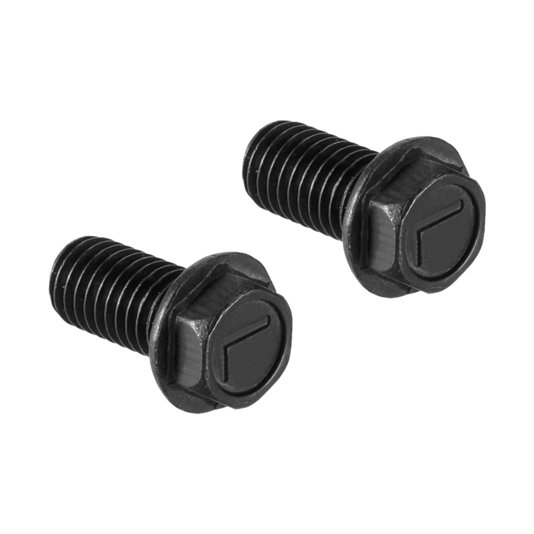 Harfington M8x16mm Hex Flange Bolts Left Hand Thread 8.8 Grade Carbon Steel Black 2pcs