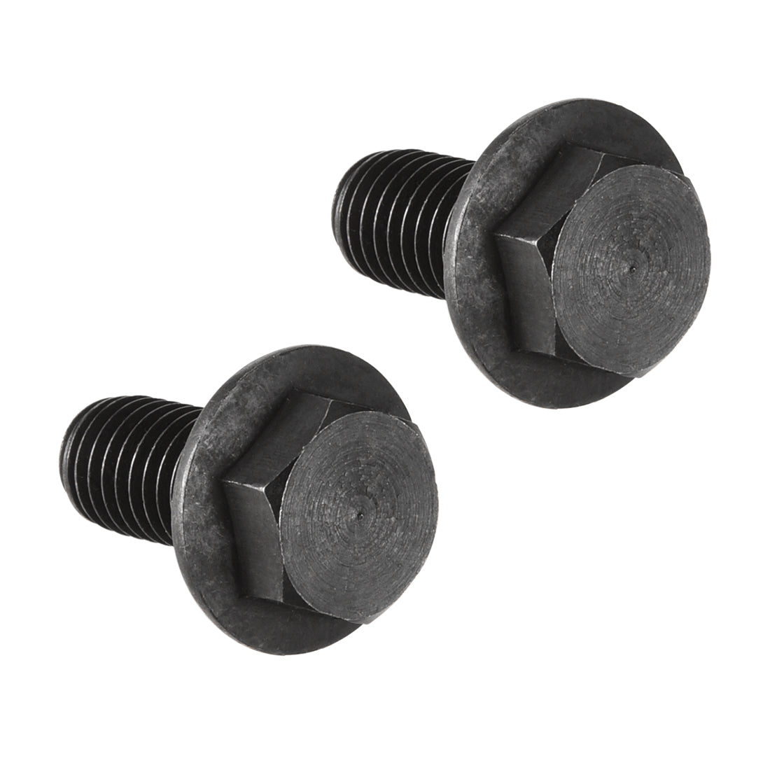 Harfington M10x20mm Hex Flange Bolts Left Hand Thread 8.8 Grade Carbon Steel Black 2pcs