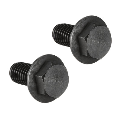 Harfington M10x20mm Hex Flange Bolts Left Hand Thread 8.8 Grade Carbon Steel Black 2pcs