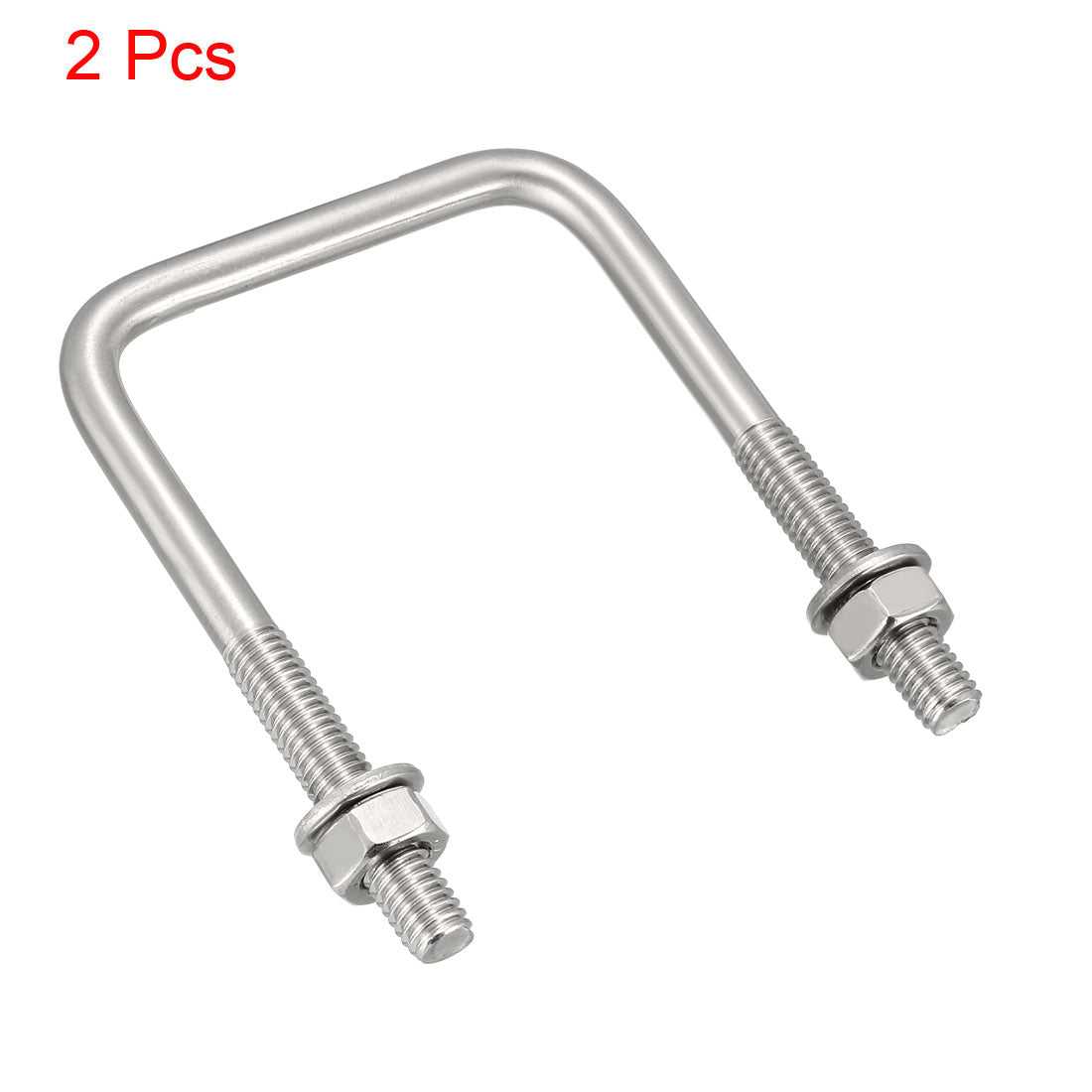 Harfington Square U-Bolts M6 45mm Inner Width 304 Stainless Steel with Nuts 2Pcs