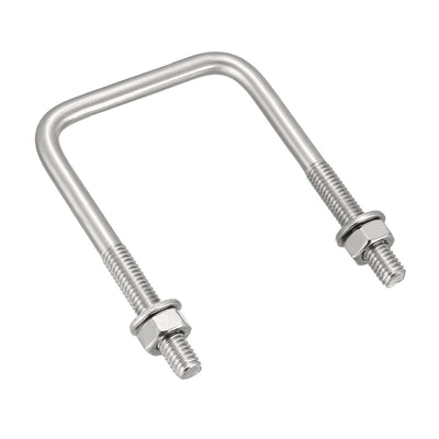 Harfington Square U-Bolts M6 45mm Inner Width 304 Stainless Steel with Nuts 2Pcs