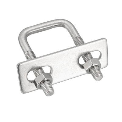 Harfington Square U-Bolts M6 D x 1" W x 2" L 304 Stainless Steel with Nuts Frame
