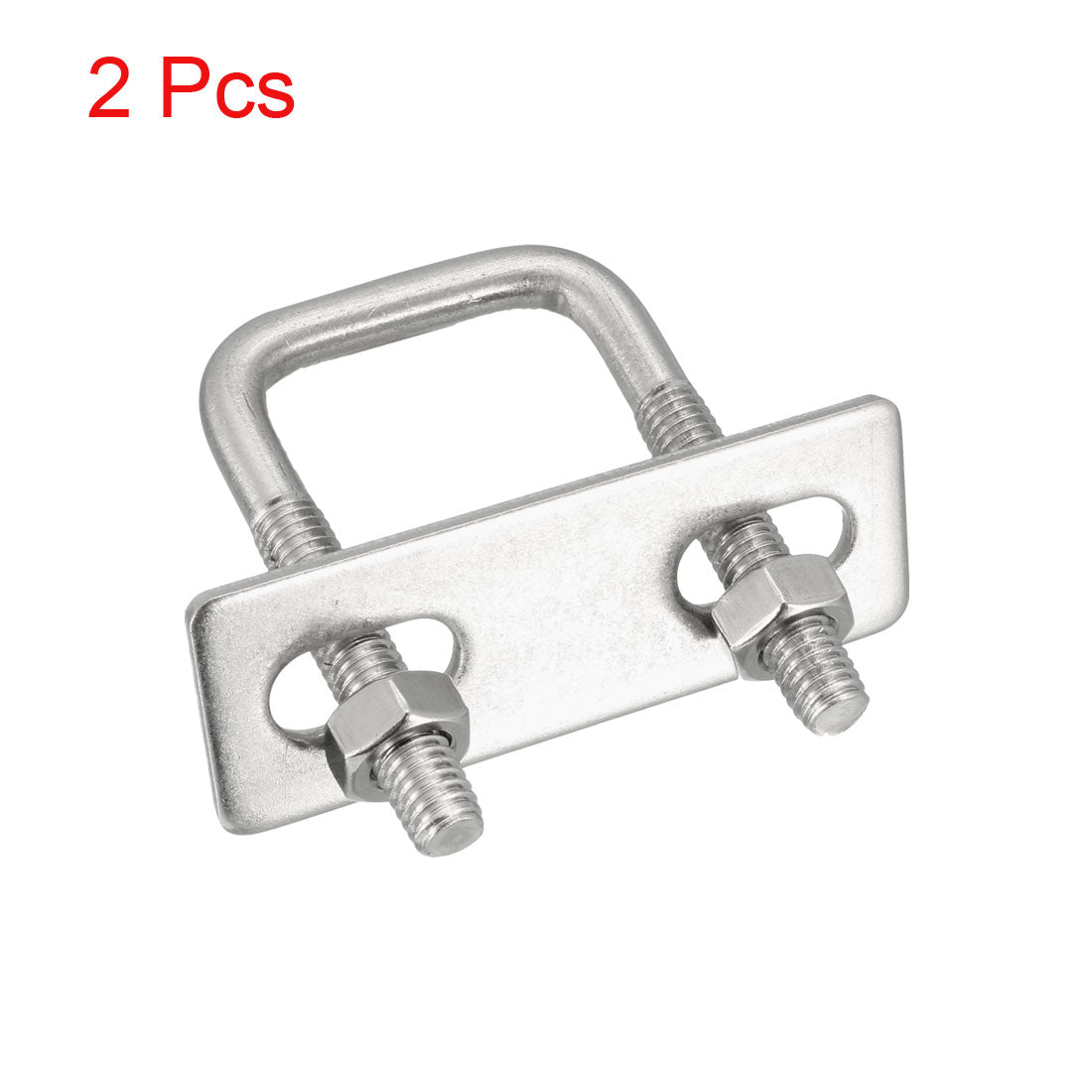 Harfington Square U-Bolts 1"(25mm) Inner Width 304 Stainless Steel M6 with Nuts Frame Straps 2Pcs