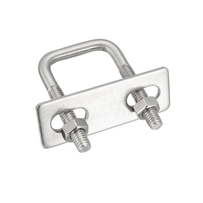 Harfington Square U-Bolts 1"(25mm) Inner Width 304 Stainless Steel M6 with Nuts Frame Straps 2Pcs