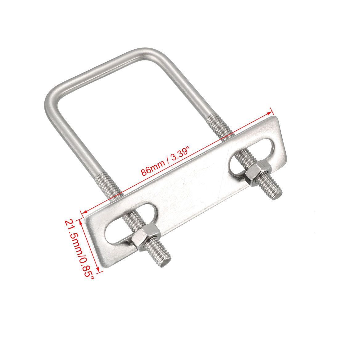 Harfington Square U-Bolts M6 D x 1-3/4" W x 3-3/8" L 304 Stainless Steel with Nuts Frame