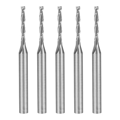 Harfington 5PCS 1/8" Shank 1.5mm x 12mm Carbide Flat Nose End Mill Cutter CNC Router Bits