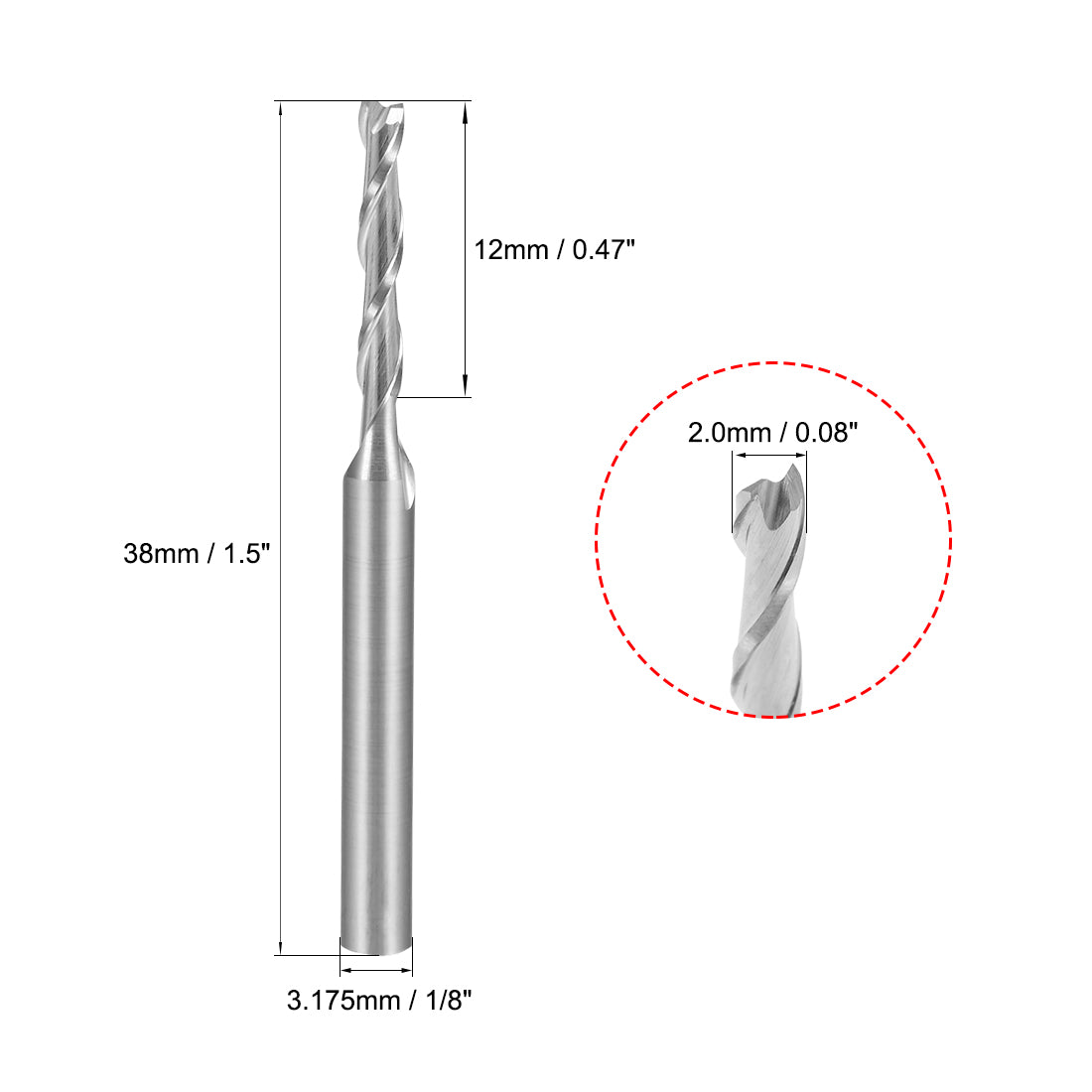 Harfington Flat Nose End Mill Cutter CNC Router Bits Flute for Acrylic PVC MDF Hardwood