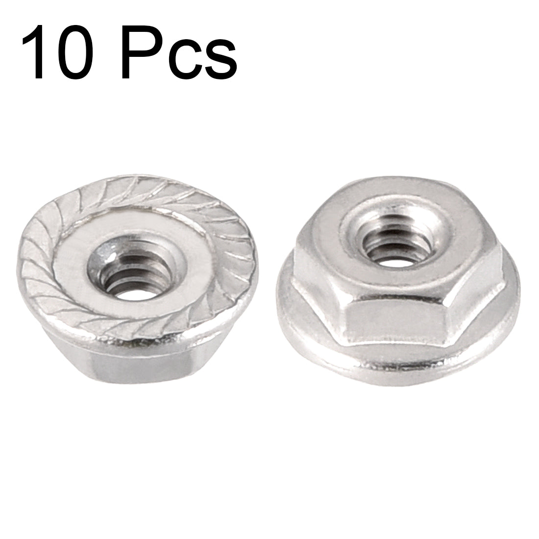 Harfington #6-32 Serrated Flange Hex Lock Nuts, 304 Stainless Steel, 10 Pcs