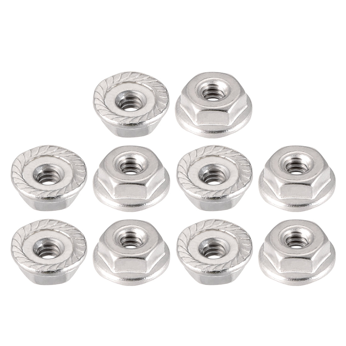 Harfington #6-32 Serrated Flange Hex Lock Nuts, 304 Stainless Steel, 10 Pcs