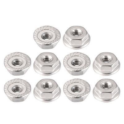 Harfington #6-32 Serrated Flange Hex Lock Nuts, 304 Stainless Steel, 10 Pcs
