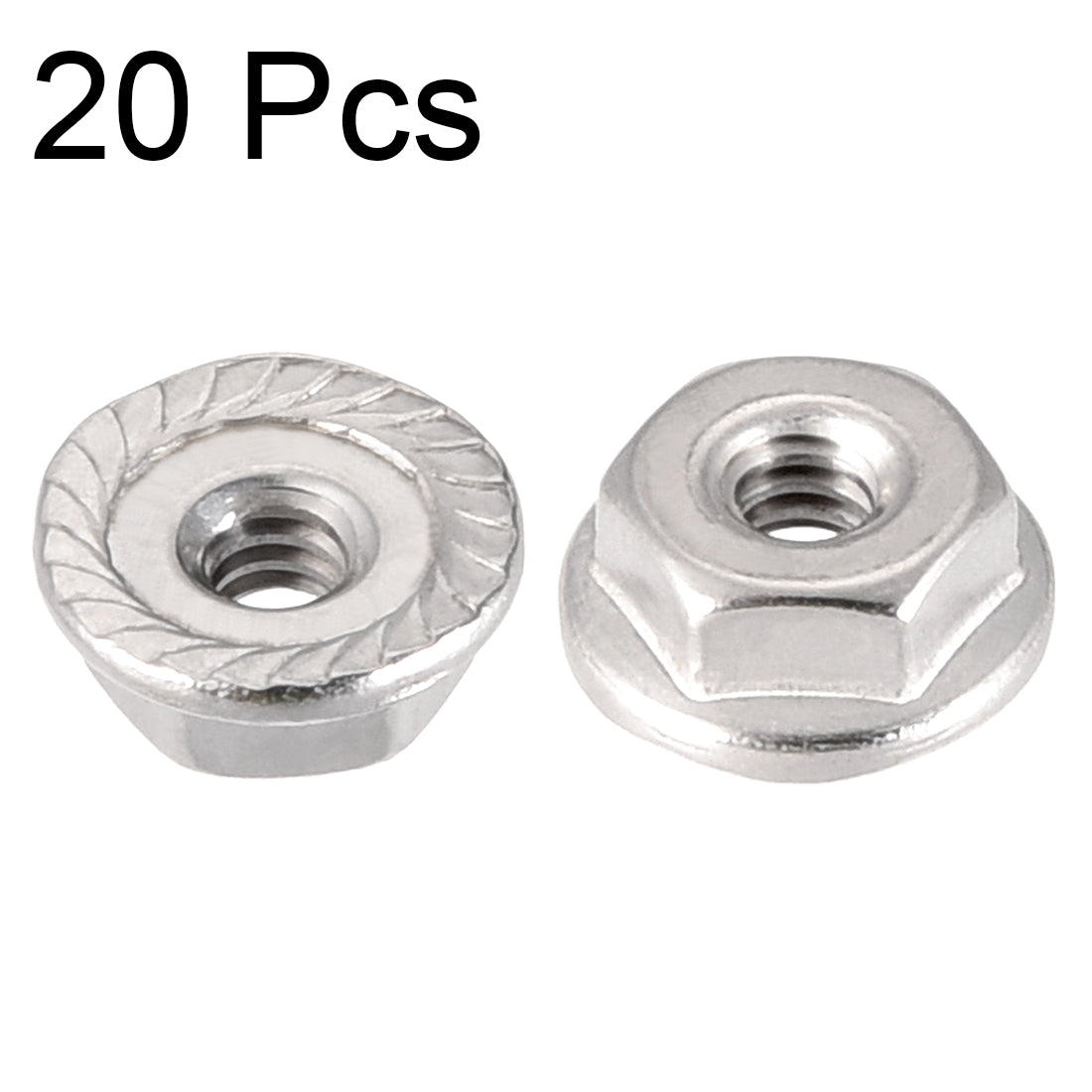Harfington #6-32 Serrated Flange Hex Lock Nuts, 304 Stainless Steel, 20 Pcs