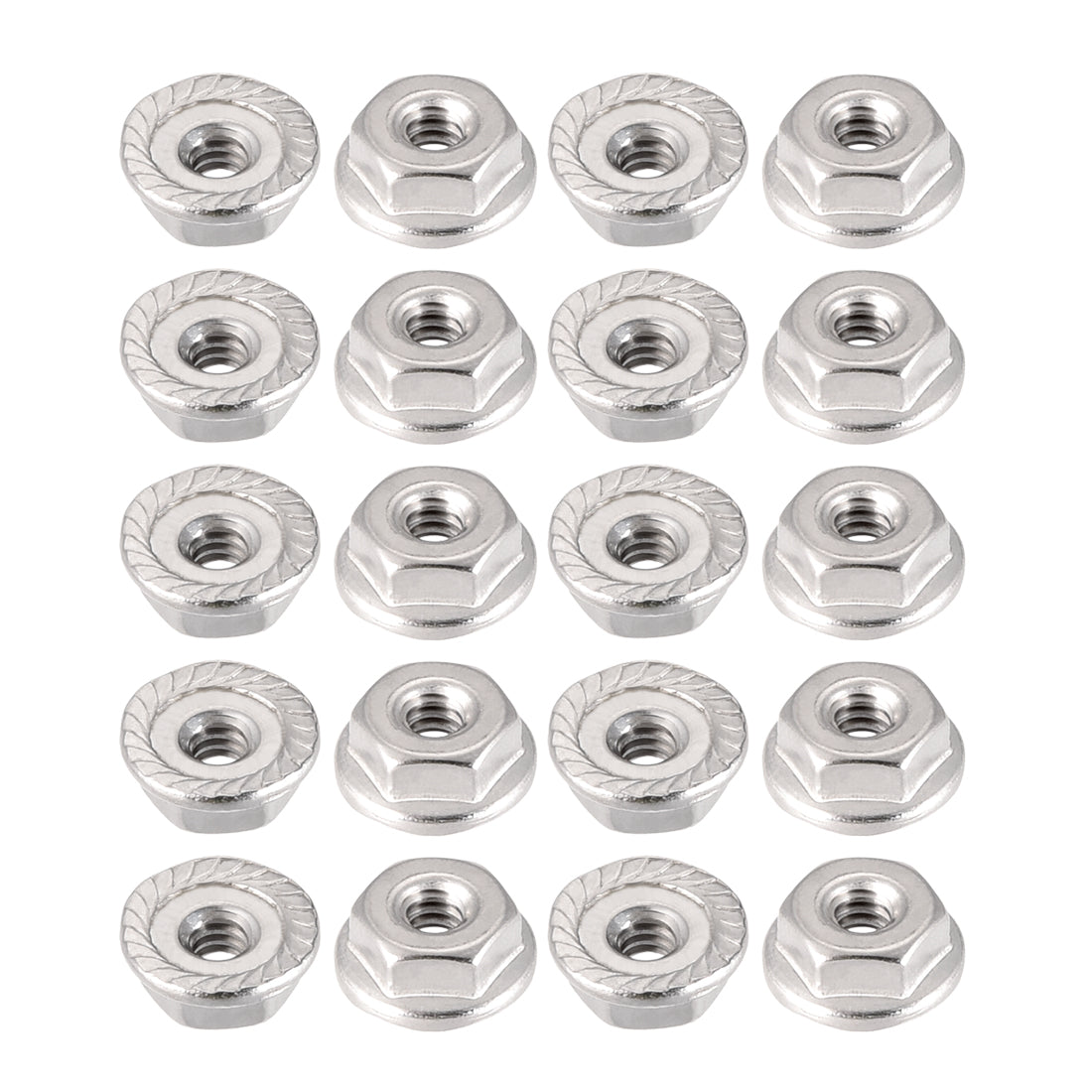 Harfington #6-32 Serrated Flange Hex Lock Nuts, 304 Stainless Steel, 20 Pcs