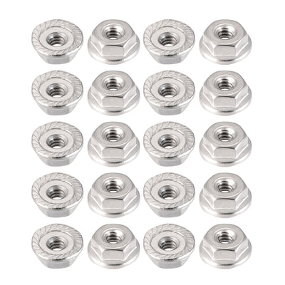 Harfington #6-32 Serrated Flange Hex Lock Nuts, 304 Stainless Steel, 20 Pcs