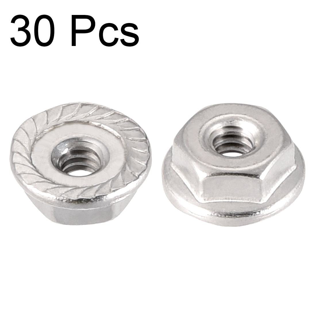 Harfington #6-32 Serrated Flange Hex Lock Nuts, 304 Stainless Steel, 30 Pcs
