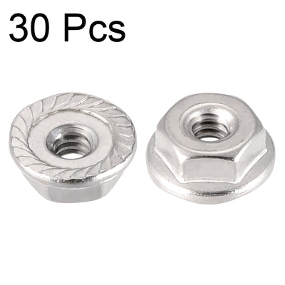 Harfington #6-32 Serrated Flange Hex Lock Nuts, 304 Stainless Steel, 30 Pcs