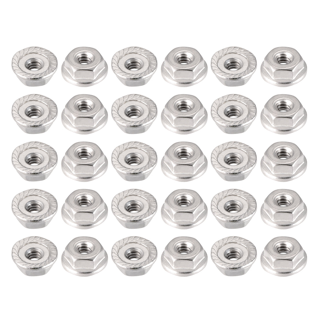 Harfington #6-32 Serrated Flange Hex Lock Nuts, 304 Stainless Steel, 30 Pcs