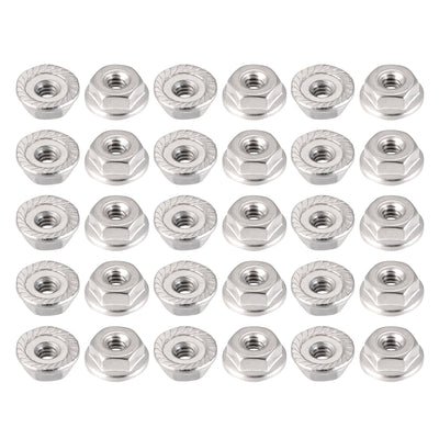 Harfington #6-32 Serrated Flange Hex Lock Nuts, 304 Stainless Steel, 30 Pcs