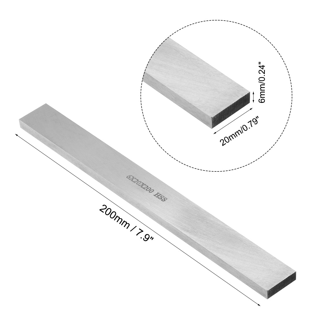 Harfington HSS Tool Bit Square Lathe Turning Grinder Cutter Mill Blank 6mmx20mmx200mm 1pcs