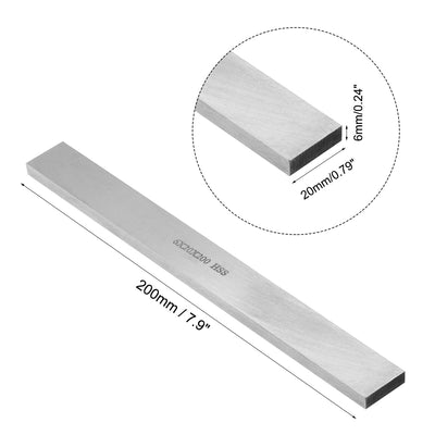 Harfington HSS Tool Bit Square Lathe Turning Grinder Cutter Mill Blank 6mmx20mmx200mm 1pcs