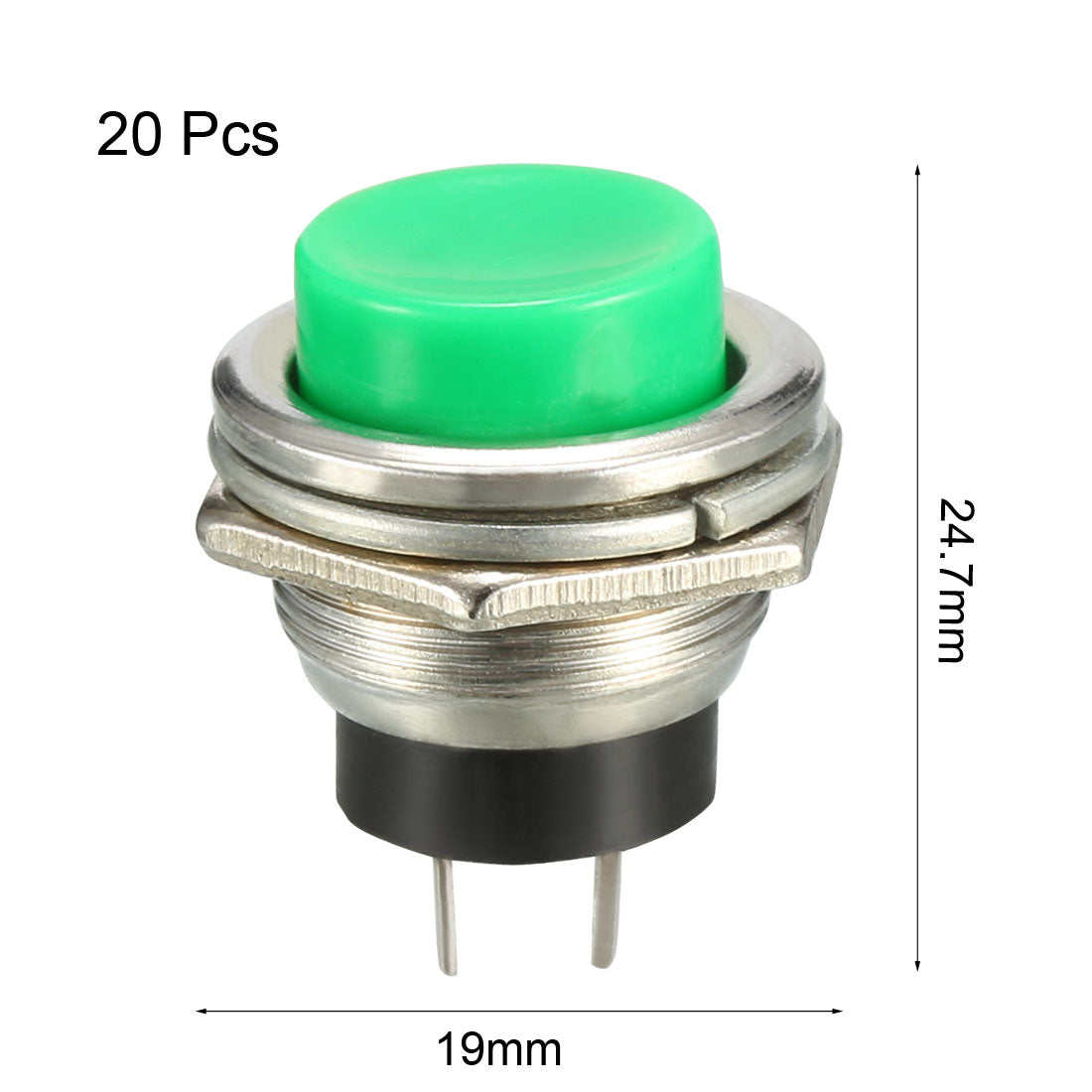 Harfington 16mm Mounting Hole Green Momentary Push Button Switch SPST NO 20pcs
