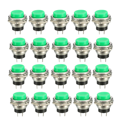 Harfington 16mm Mounting Hole Green Momentary Push Button Switch SPST NO 20pcs