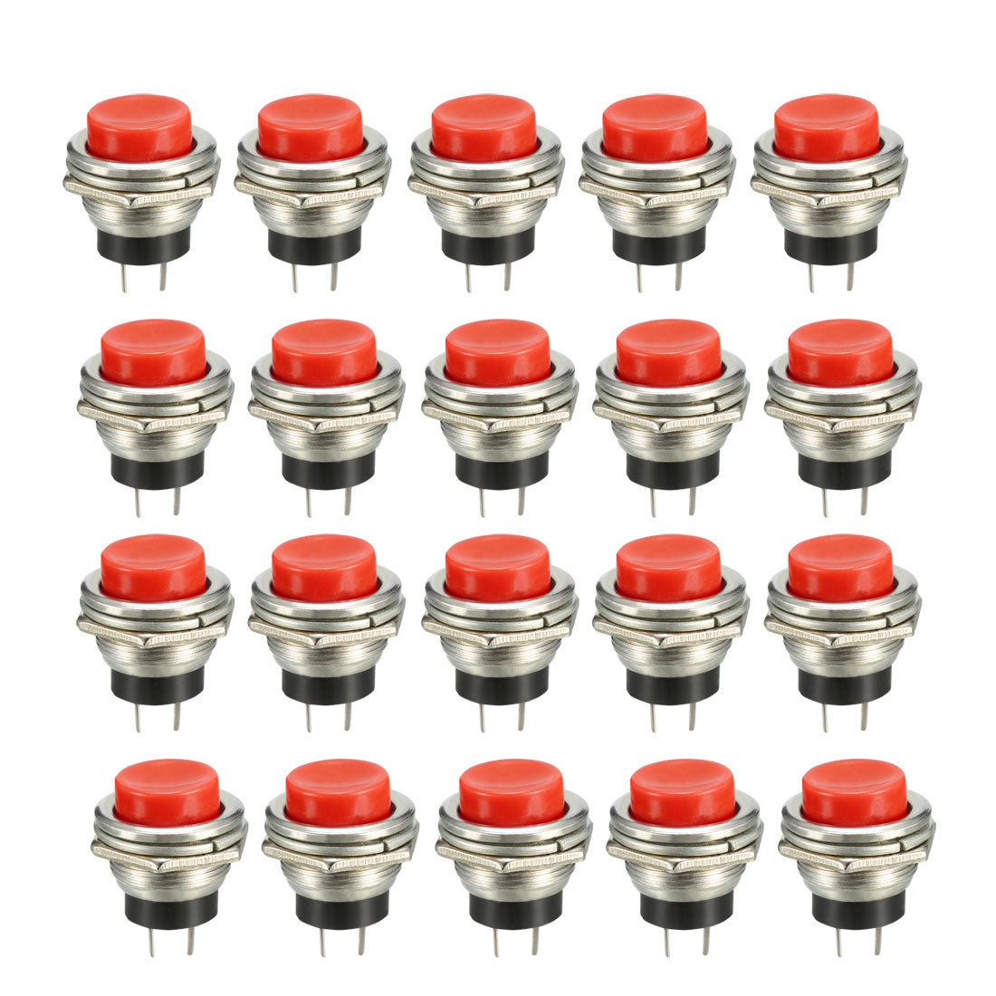 Harfington 16mm Mounting Hole Red Momentary Push Button Switch SPST NO 20pcs