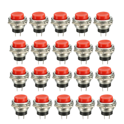 Harfington 16mm Mounting Hole Red Momentary Push Button Switch SPST NO 20pcs