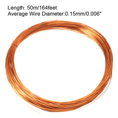 Harfington 0.15mm Dia Magnet Wire Enameled Copper Wire Winding Coil 164' Length Widely Used for Transformers Inductors