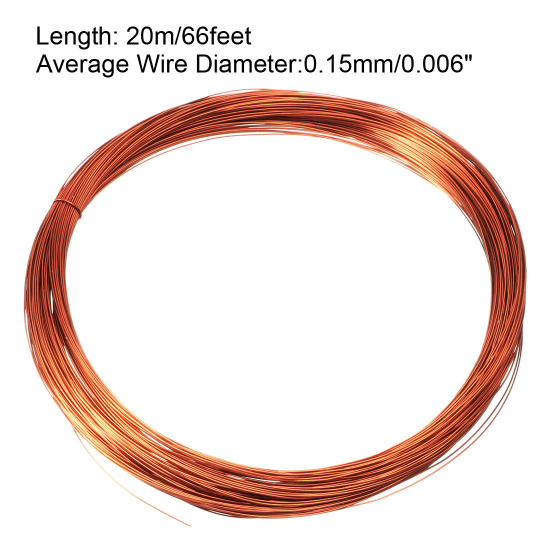 Harfington 0.15mm Dia Magnet Wire Enameled Copper Wire Winding Coil 66' Length Widely Used for Transformers Inductors