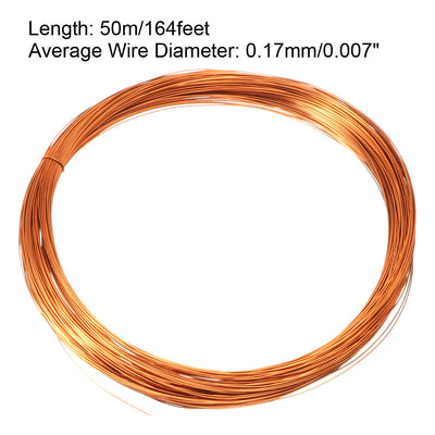 Harfington 0.17mm Dia Magnet Wire Enameled Copper Wire Winding Coil 164' Length Widely Used for Transformers Inductors Golden Tone