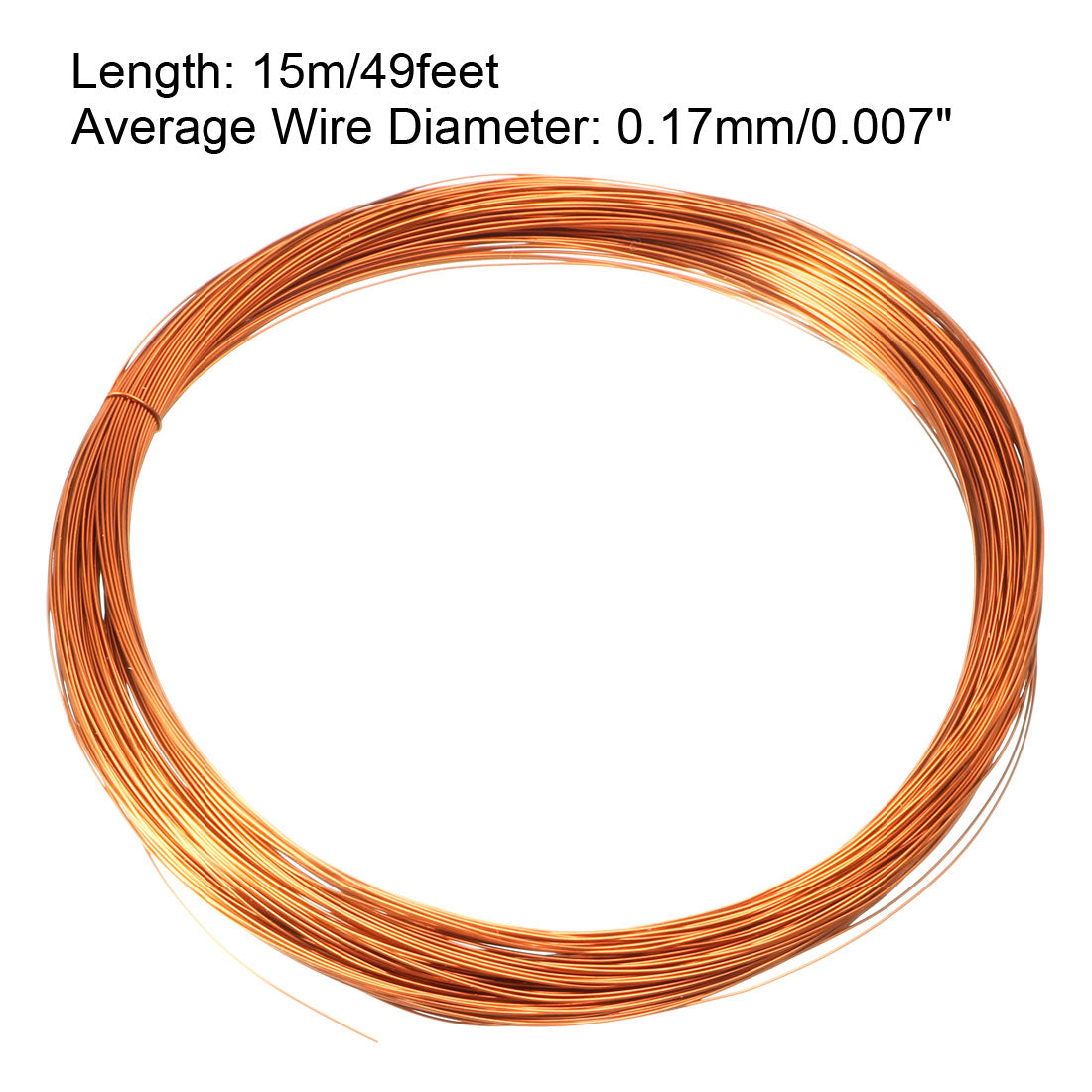Harfington 0.17mm Dia Magnet Wire Enameled Copper Wire Winding Coil 49' Length Widely Used for Transformers Inductors