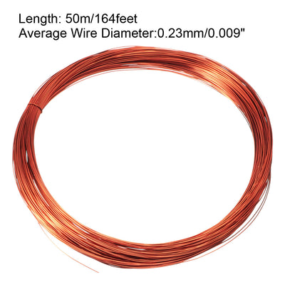 Harfington 0.23mm Dia Magnet Wire Enameled Copper Wire Winding Coil 164' Length Widely Used for Transformers Inductors