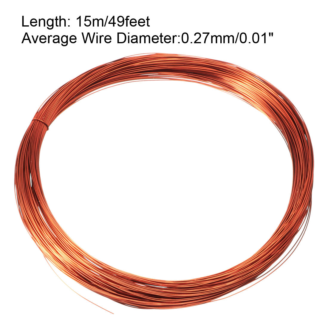 Harfington 0.27mm Dia Magnet Wire Enameled Copper Wire Winding Coil 49' Length Widely Used for Transformers Inductors